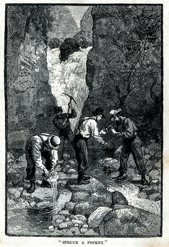 Illustration, "Struck a Pocket," Gold-Mining in Georgia, Harper's new monthly magazine. v. 59, September 1879 