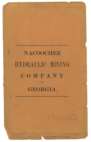 Report Cover, Nacoochee Hydraulic Mining Company of Georgia, ca. 1860s