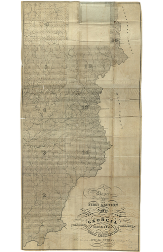 A map of the first section of that part of Georgia now known as the Cherokee Territory ... designated the Gold Districts and taken from actual survey, 1832 [?]