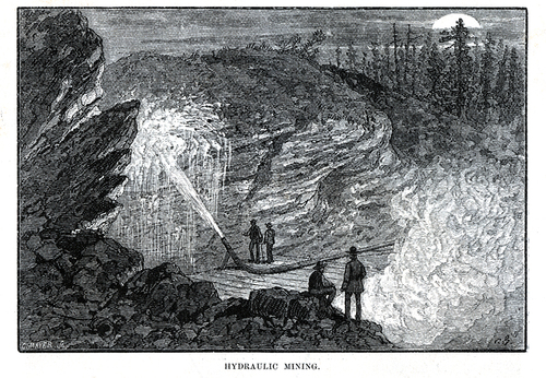 Illustration, "Hydraulic Mining," Gold-Mining in Georgia, Harper's new monthly magazine. v. 59, September 1879 
