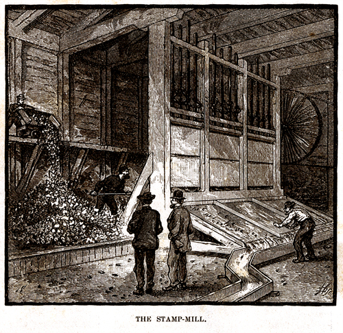 Illustration, "The Stamp Mill," Gold-Mining in Georgia, Harper's new monthly magazine. v. 59, September 1879 