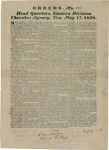 Military Orders, Cherokee Removal, 17 May, 1838
