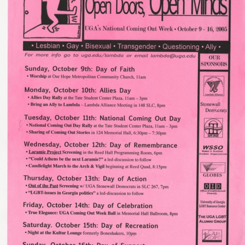 National Coming Out Week calendar of events