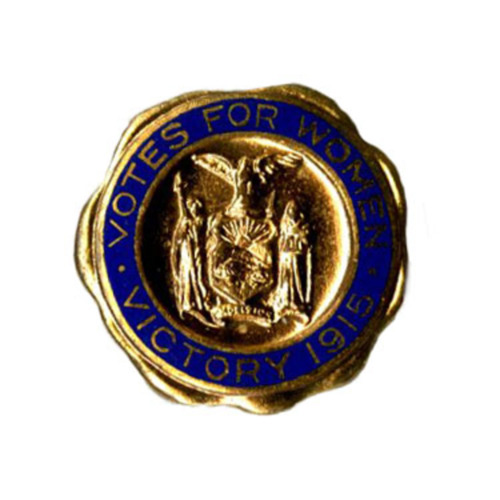 Pin, "Votes for Women; Victory 1915," Whitehead & Hoag Co., 1915