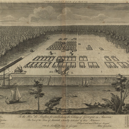 A view of Savanah [sic] as it stood the 29th of March, 1734. P. Gordon Inv. P. Fourdrinier Sculp.