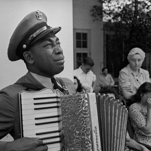 Photograph, Graham W. Jackson Playing at Procession of Franklin D. Roosevelt&#039;s Body, Ed Clark, April 13, 1945