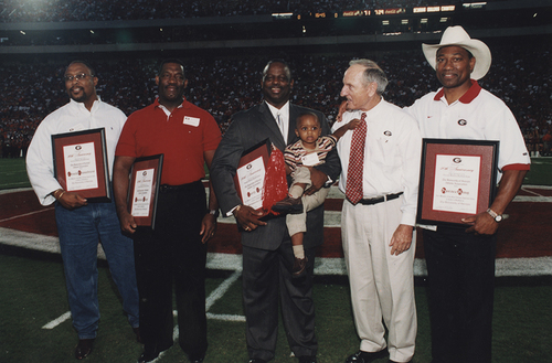 Chuck Kinnebrew, Clarence Pope, Larry West, Vince Dooley, and Horace King